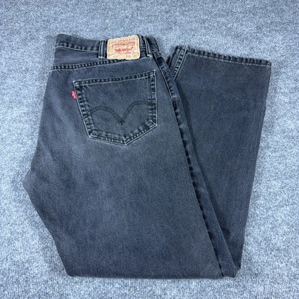 Levis 505 Regular Fit Straight Leg Jeans Mens 38x34 Faded Black Denim Pants